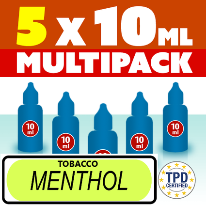 5 x 10ml  NEW TOBACCO MENTHOL multi-pack (50ml e-liquids) (PAY5 DEAL , SEE BELOW)
