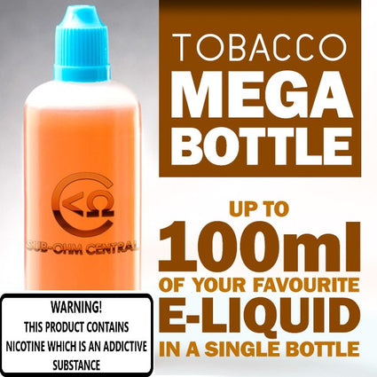 TOBACCO AND UNFLAVOURED MEGA BOTTLE: 60ml to 100ml DIY E-LIQUID - SPECIAL PRICE